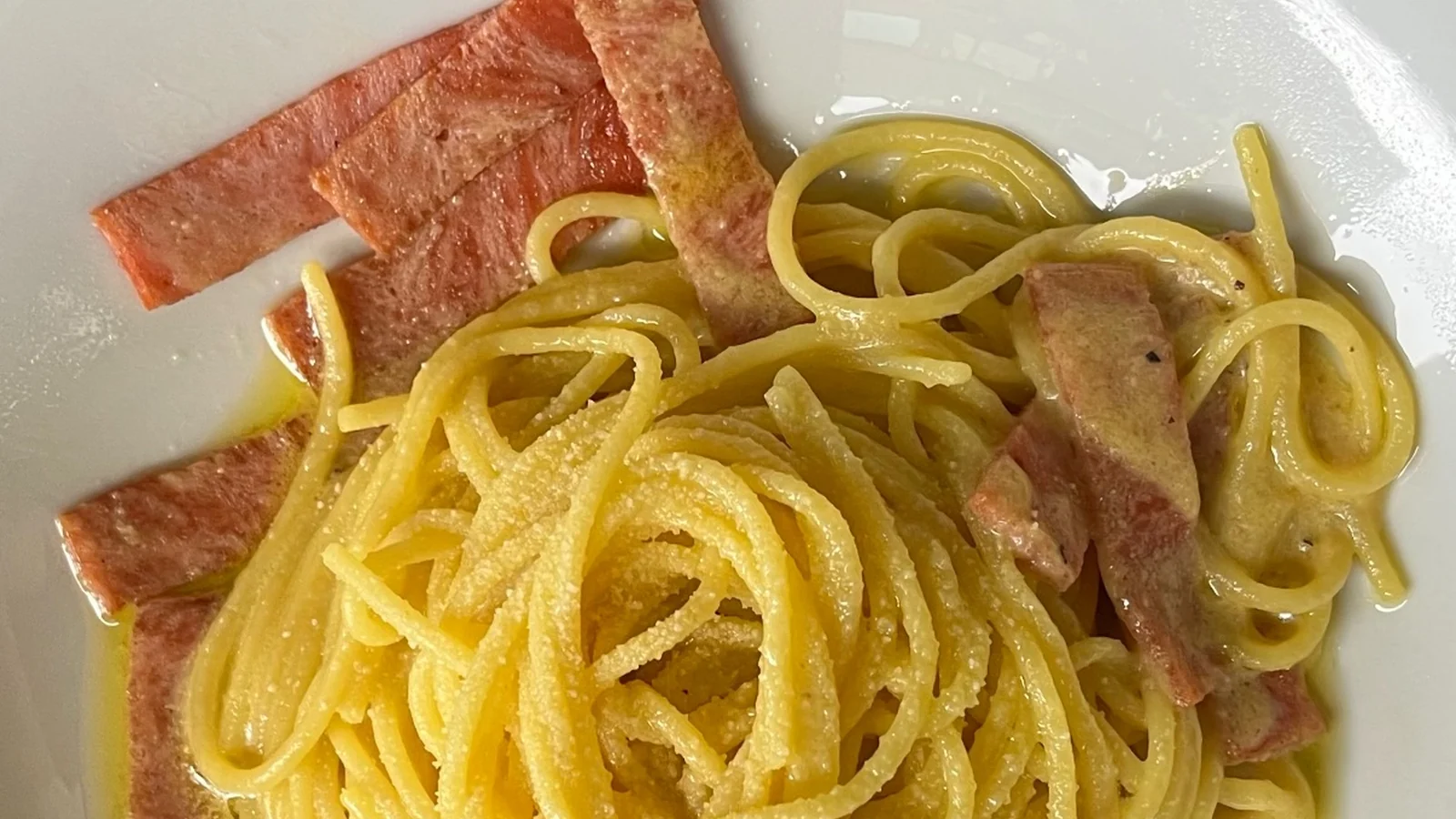 Mahina Vegan Table Roman-style Carbonara with vegan bacon