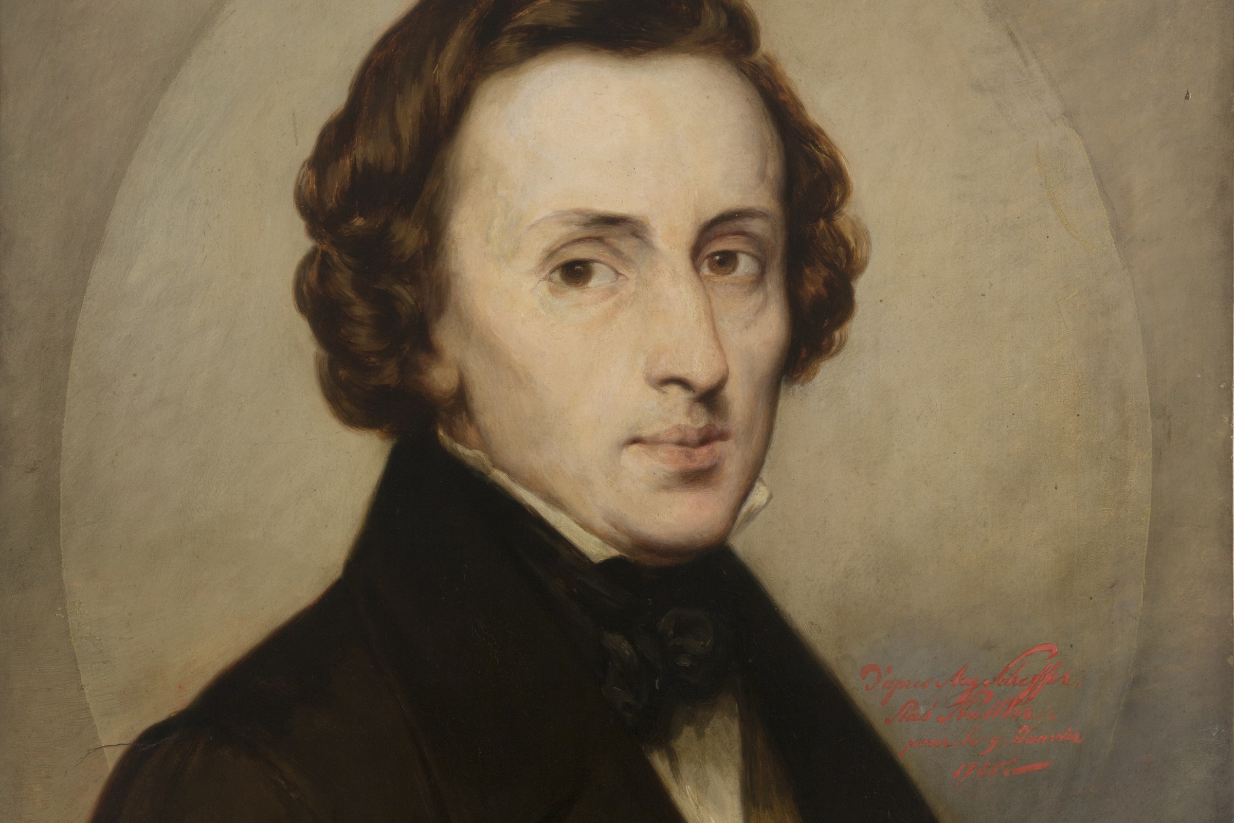Portrait of Frédéric Chopin in dark clothing
