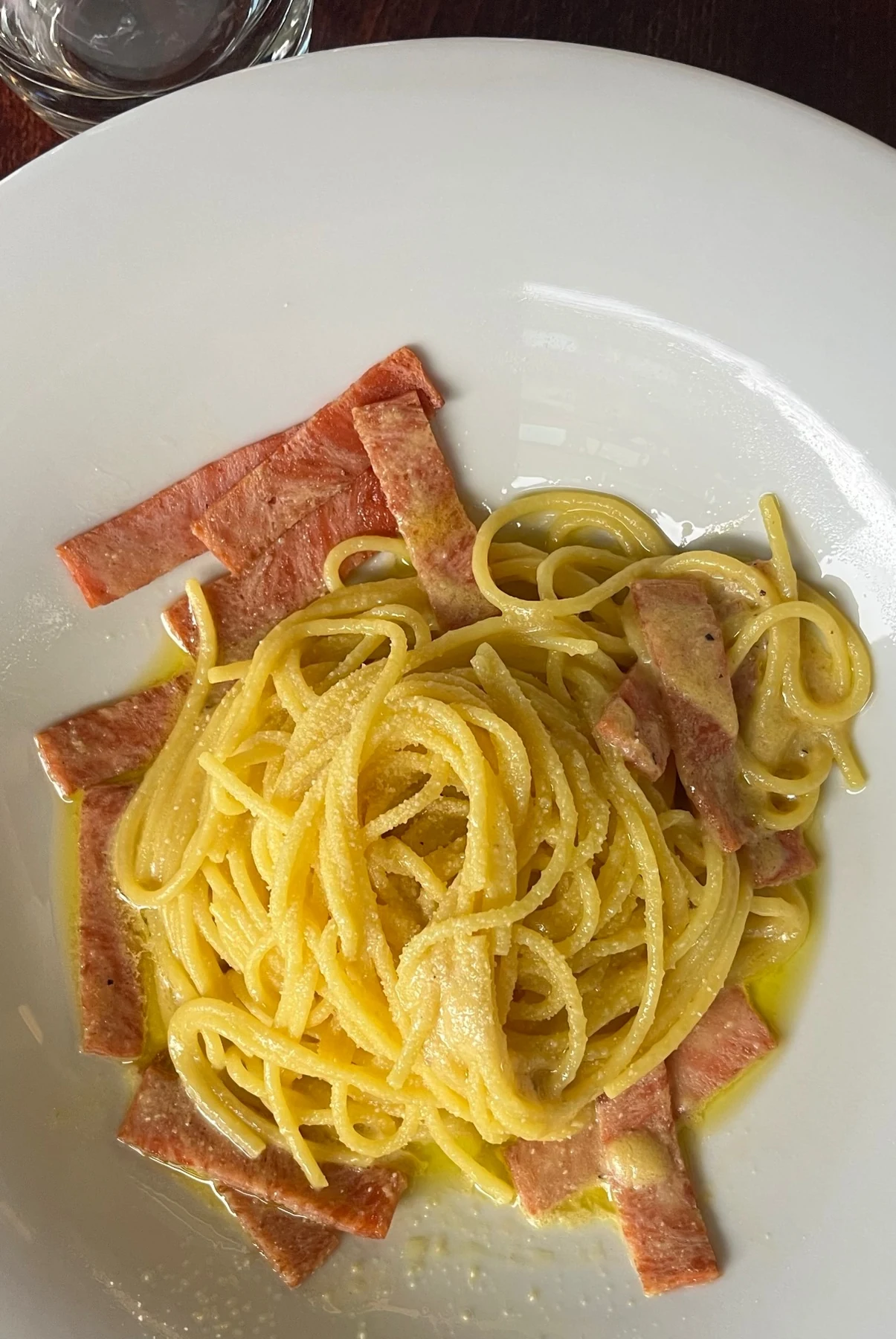 Mahina Vegan Table Roman-style carbonara with plant-based bacon