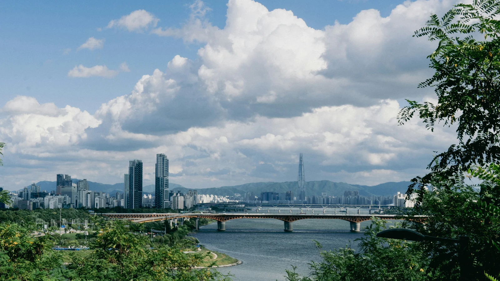 A bridge and cityscape along the Han River in Seoul