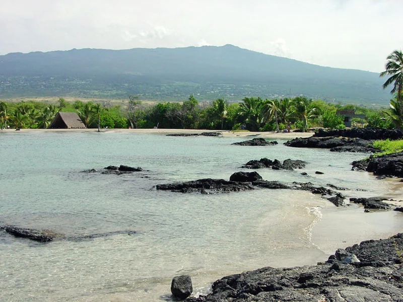 Hualālai volcano and the Kona coast viewed from Kaloko-Honokōhau