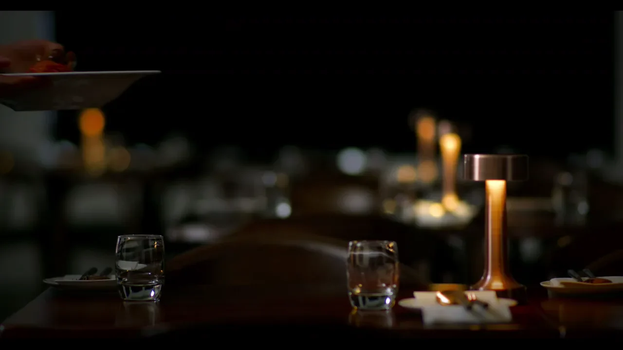 Mahina Vegan Table lighting and table settings before evening service